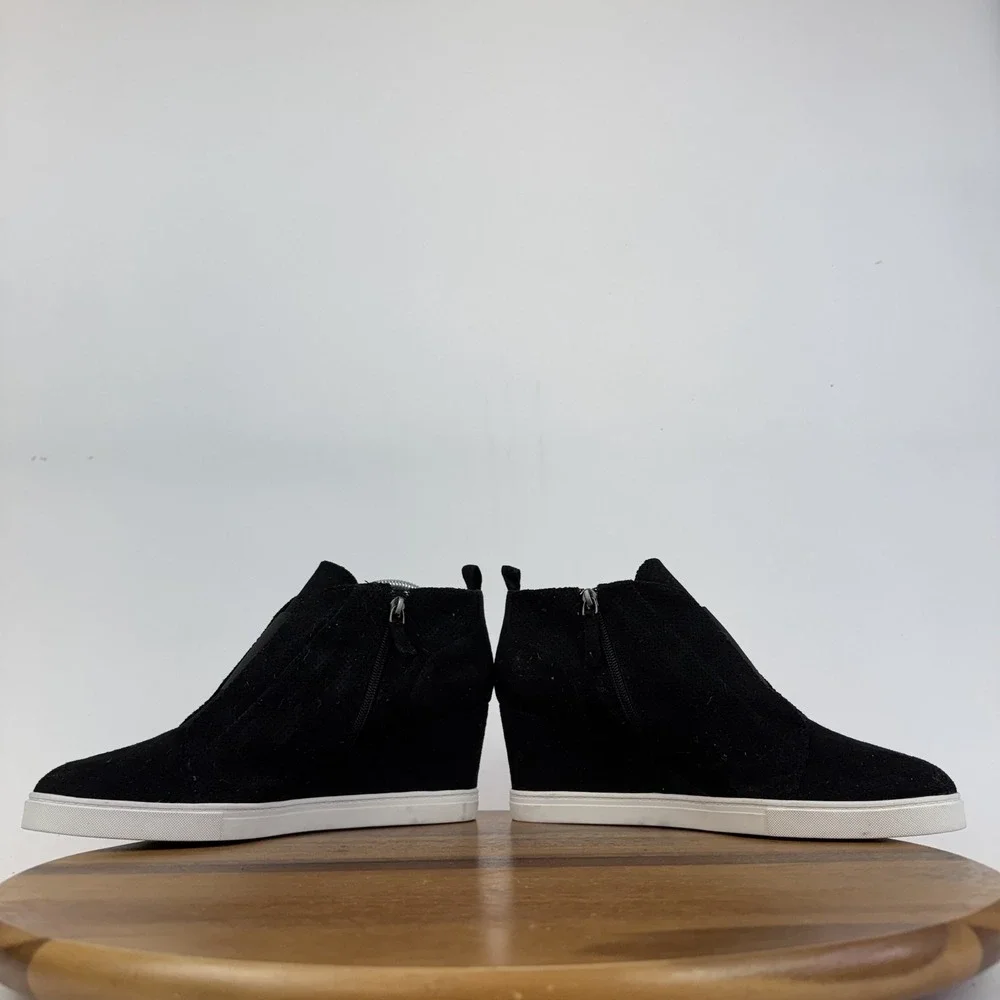 New Womens Linea Paolo Felicia Black Leather Hidden Wedges Sneaker Boots Size 12
